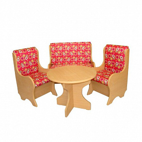 Игровая зона. Уголок отдыха "Ягодка" (столик, два кресла, диванчик) Д-121 (красный)