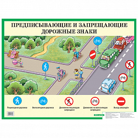 Плакат Предписывающие и запрещающие дорож знаки (А)